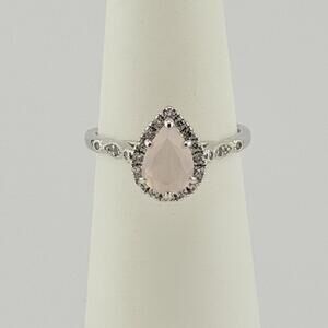 Bomb Party Ring Sz 9 RBP2936 “Surprised Yet” Genuine Pink Quartz Rhodium RETRO